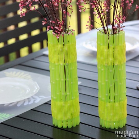 neon bamboo vases