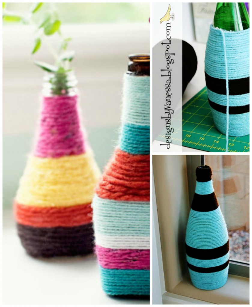DIY yarn vases