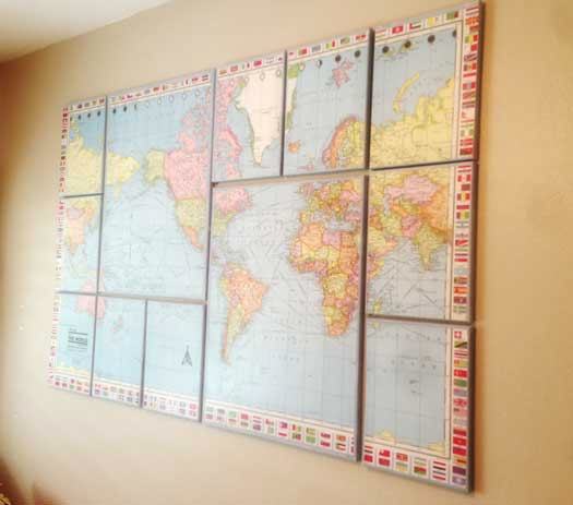 world map on canvas