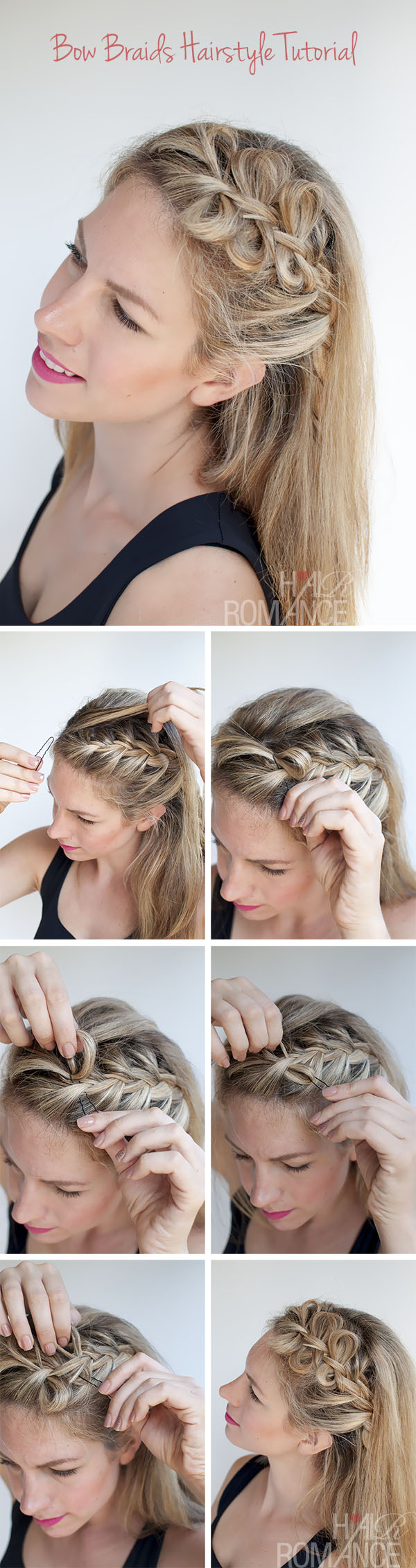 hair bow braids hairstyle tutorial