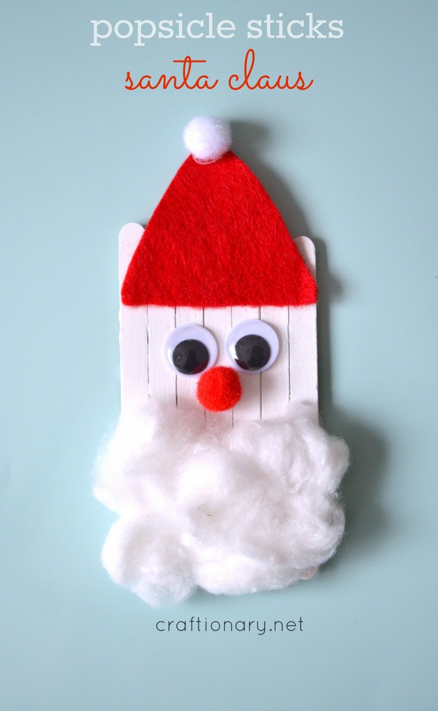 Santa Crafts Kids Can Make - Popsicle sticks Santa #Christmas at craftionary.net