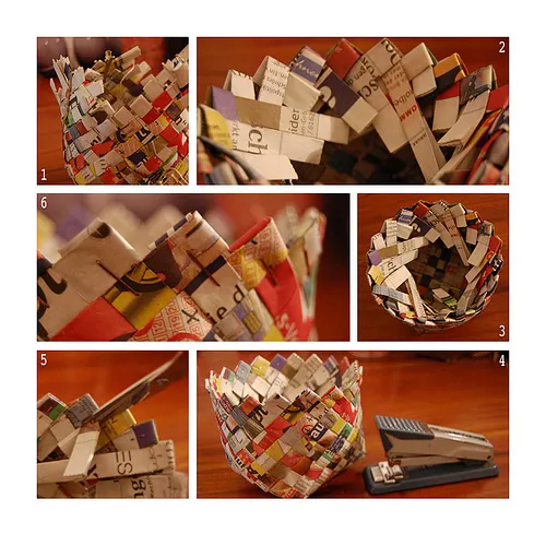 folding-newspaper-strips-to-make-bin