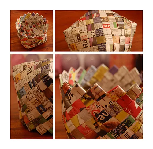 Paper Basket | Make newspaper baskets by weaving strips