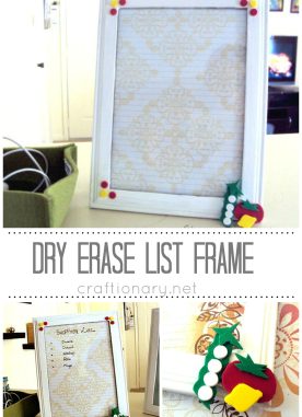 Dry erase list frame