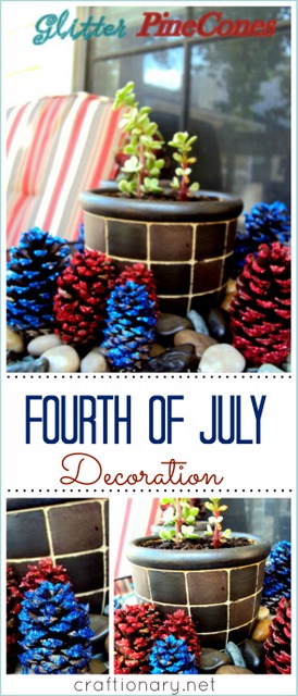 glitter pine cones fourth of july