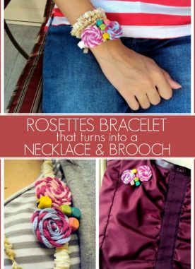 Make a party rosettes necklace with yarn