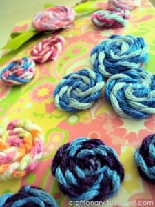 yarn rosettes