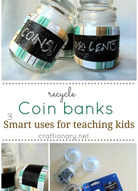 Baby food jars and chalkboard paint makes coin banks
