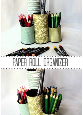 Paper Roll Pencil Organizer Kids Craft Idea Tutorial