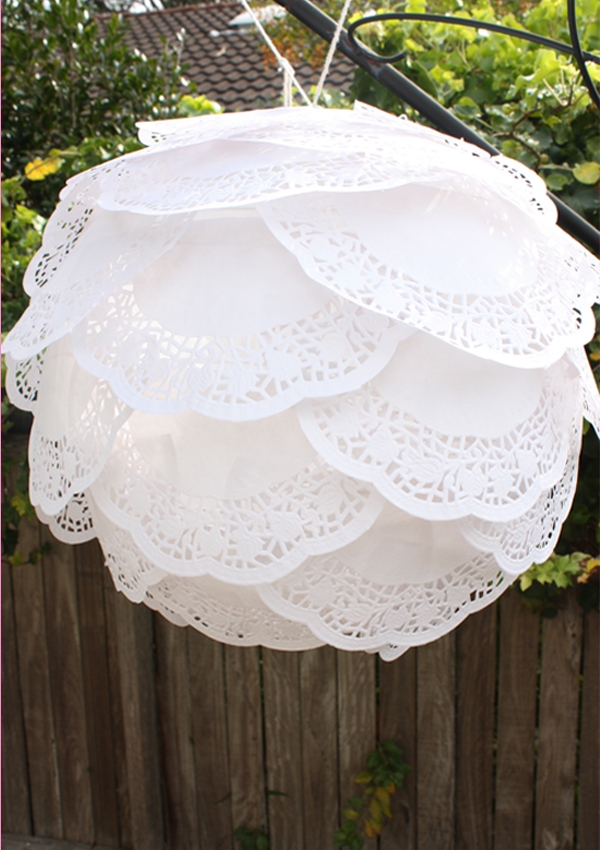 DIY doily lantern