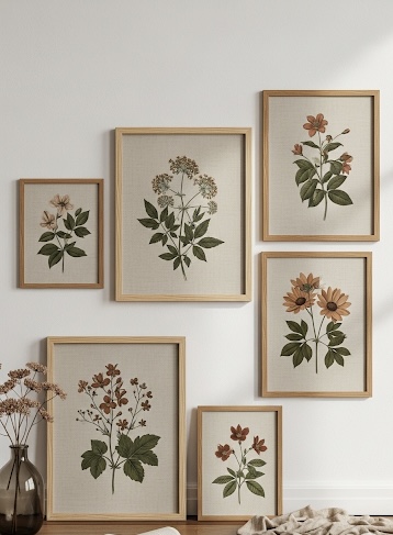 creative-fabric-paper-project-botanical-art-wall-collage