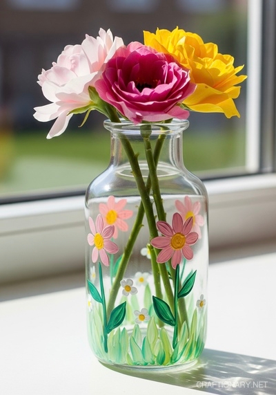 diy-painted-glass-vase-simple-summer-spring-flowers
