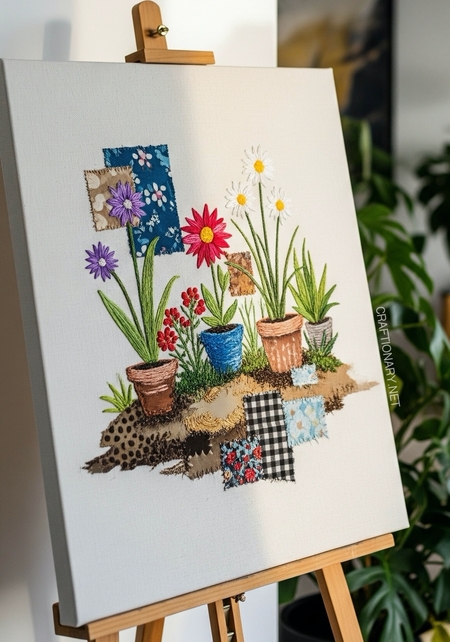 diy-patchwork-painted-fabric-artwork-on-canvas-craft