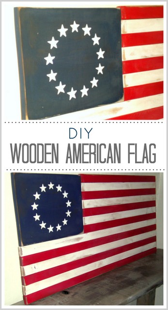 painted wooden american flag