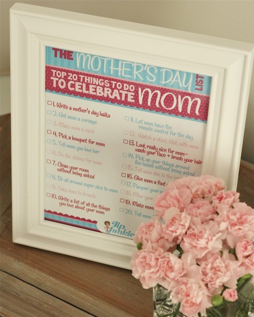 Mothers day printable to do for mothers