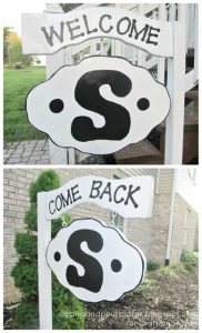 painted monogram welcome sign for front door porch