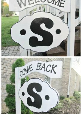 Painted Monogram Welcome Sign for front door porch