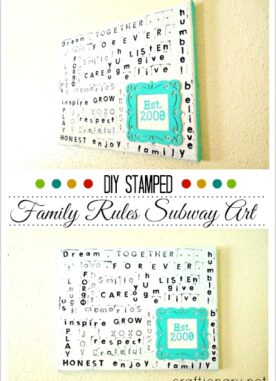 Family Rules Subway Art with Stamps on Canvas (Tutorial)