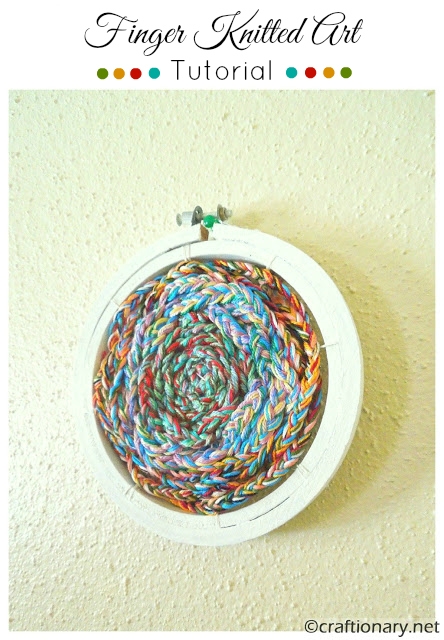 embroidery hoop handmade finger knitted art