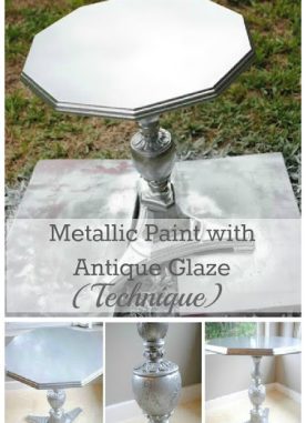 Metallic paint with antique glaze (table makeover)