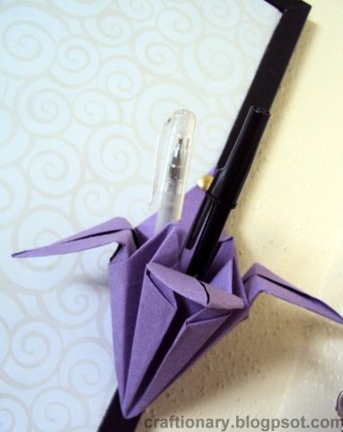 Pencil holder made with origami for bulletin board