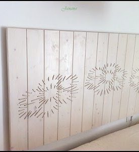 DIY wooden headboard design with embroidery rope