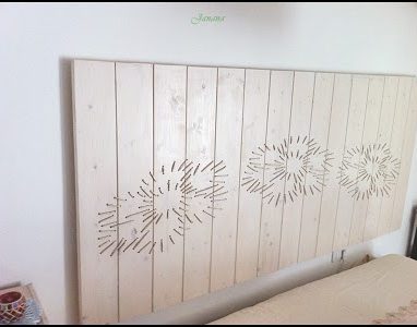 DIY wooden headboard design with embroidery rope