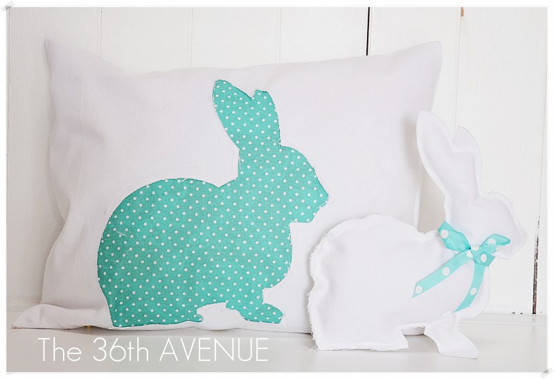 Rabbit applique pillow