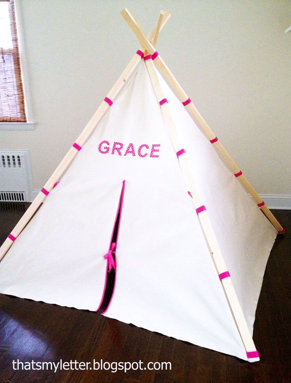 Easy-teepee-tent-with-fabric-and-wood-frame