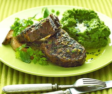 green lamb chops