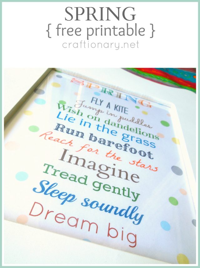 Spring Printable FREE download and Link Party - Craftionary