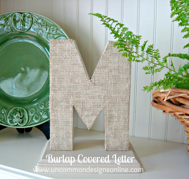 burlap covered letters