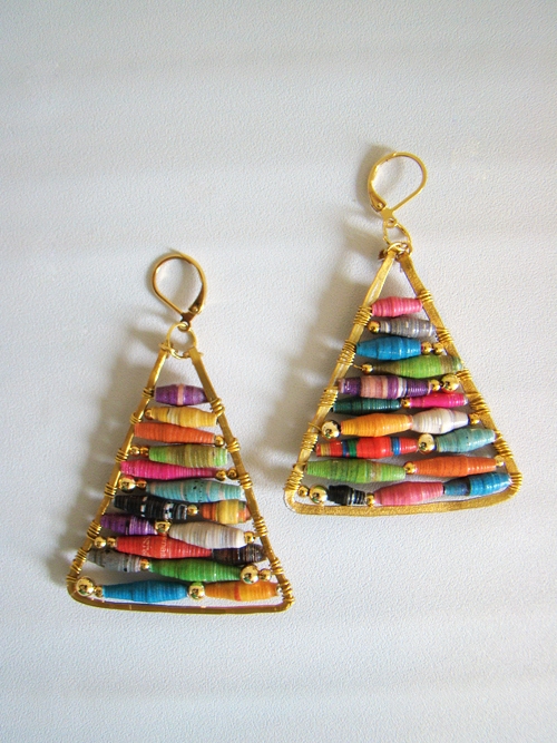 handmade gift DIY earrings with paper rolled beads