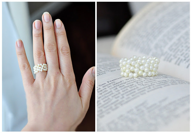 handmade gift pearl ring