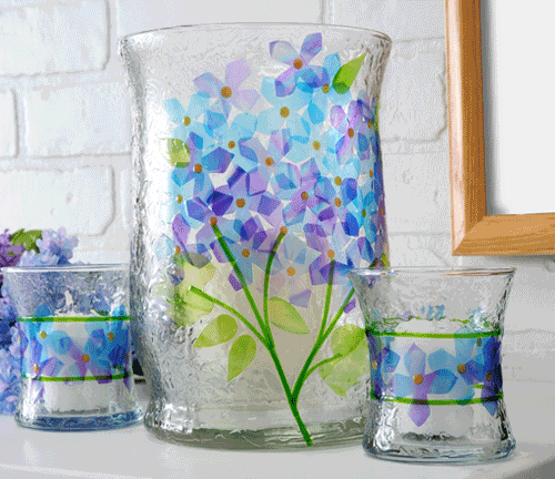 stained glass vases