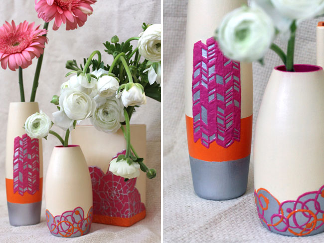 DIY textured vases