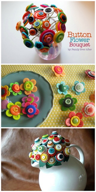 button DIY flowers bouquet