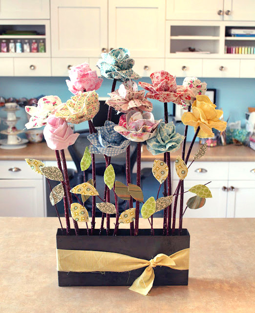 DIY fabric flowers pot mom