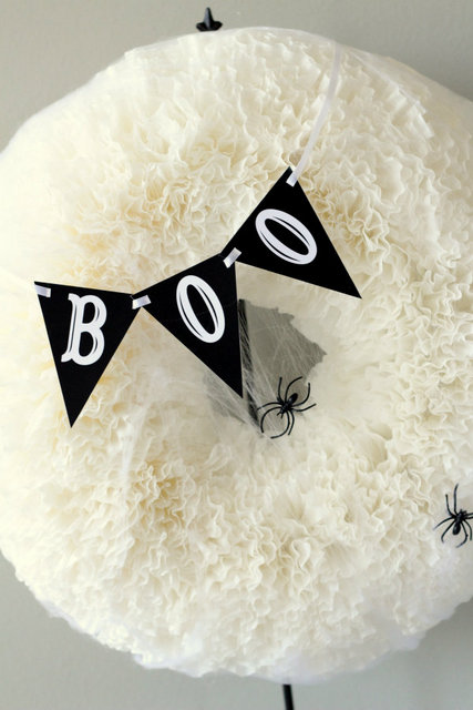 BOO coffee filter wreath