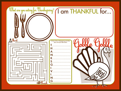 thanksgiving activity placemat printable