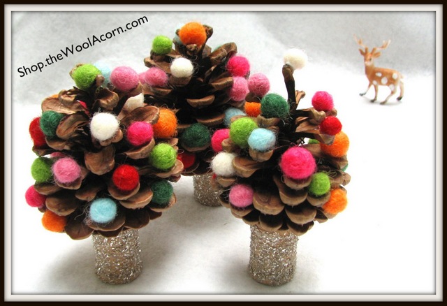 colorful pine cones