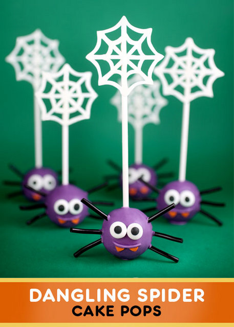 dangling spider cake pops