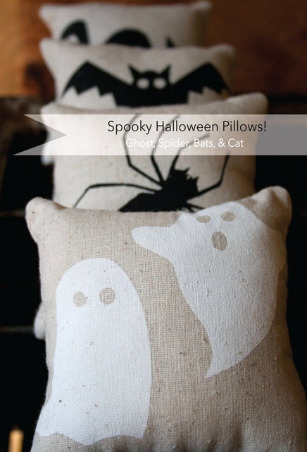 Halloween ghost stenciled pillow