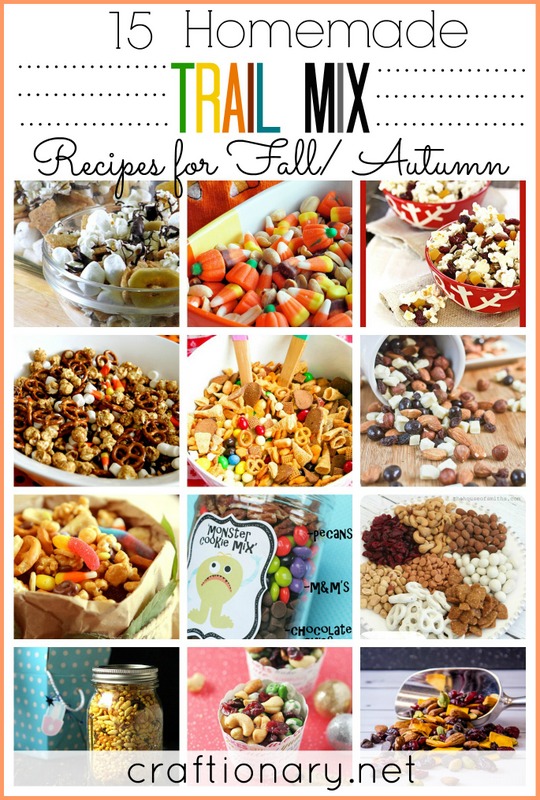 15 Homemade trail mix recipes for Fall/ Autumn - Craftionary