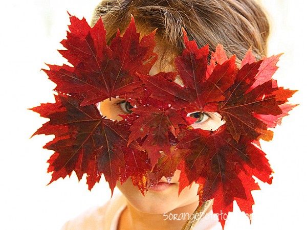 leaf glued mask for kids