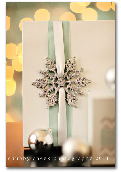 glitter snowflake gift wrapping