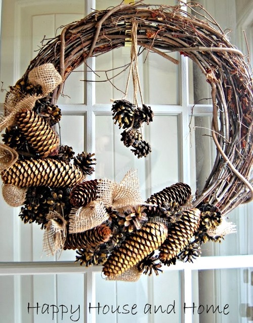 pine burlap wreath
