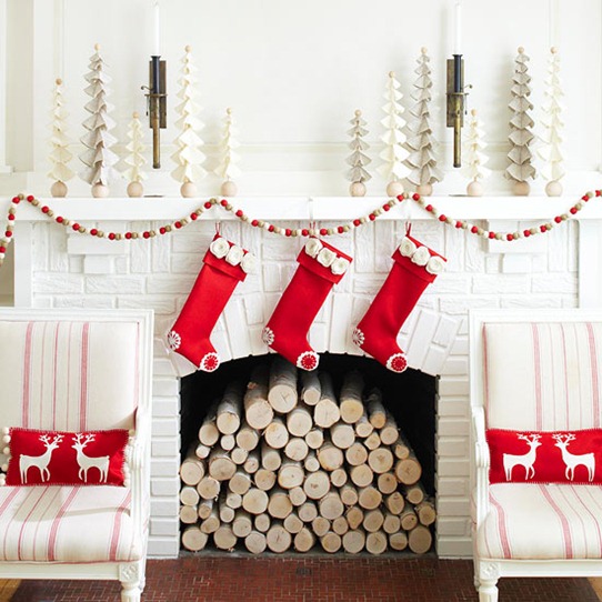 white and red mantel