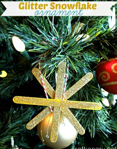 Easy DIY Glitter Snowflake Ornaments with Popsicle Sticks