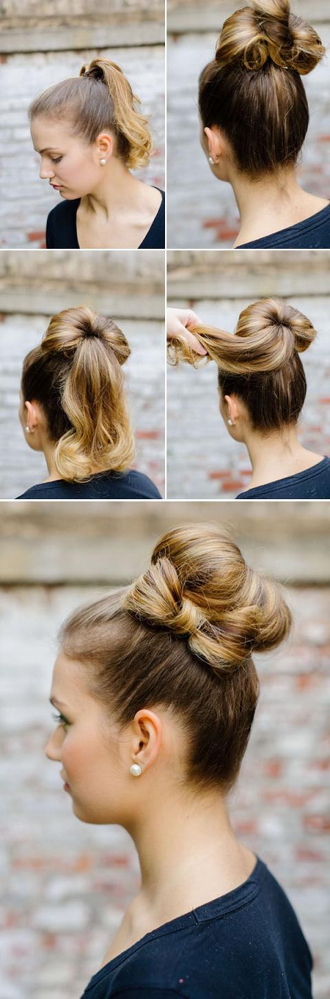 hair tutorial bun and bow